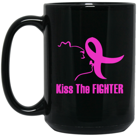 Kiss The Fighter 15 oz. Black Mug