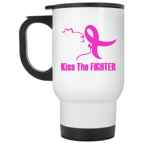 Kiss The Fighter White Travel Mug