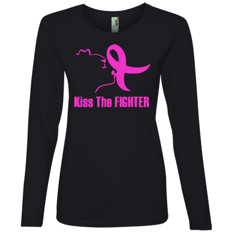 Kiss The Fighter Anvil Ladies' Lightweight LS T-Shirt