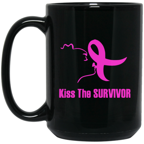 Kiss The Survivor 15 oz. Black Mug