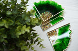 Green & Gold Geode Premium Coasters