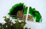 Green & Gold Geode Premium Coasters